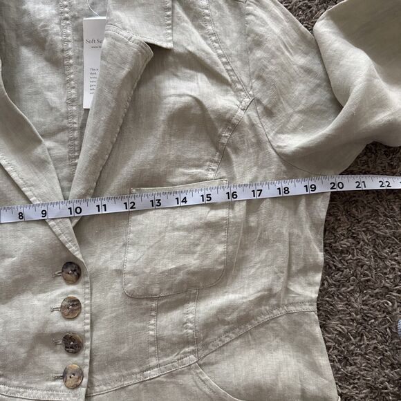 Soft Surroundings Eza Jacket Sz S NWT Beige Linen Notch Collar Lagenlook Boho - Picture 14 of 16